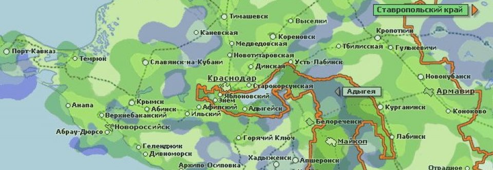 Карта Черноморского Побережья Краснодарский Край